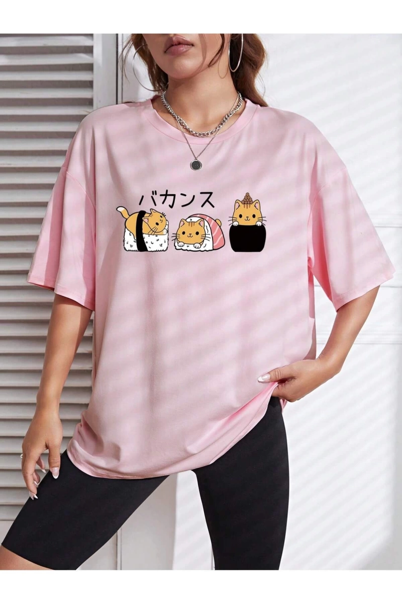 Karikatür ve Grafik tasarım Oversize T-shirt Cartoon/Letter serisi kod285