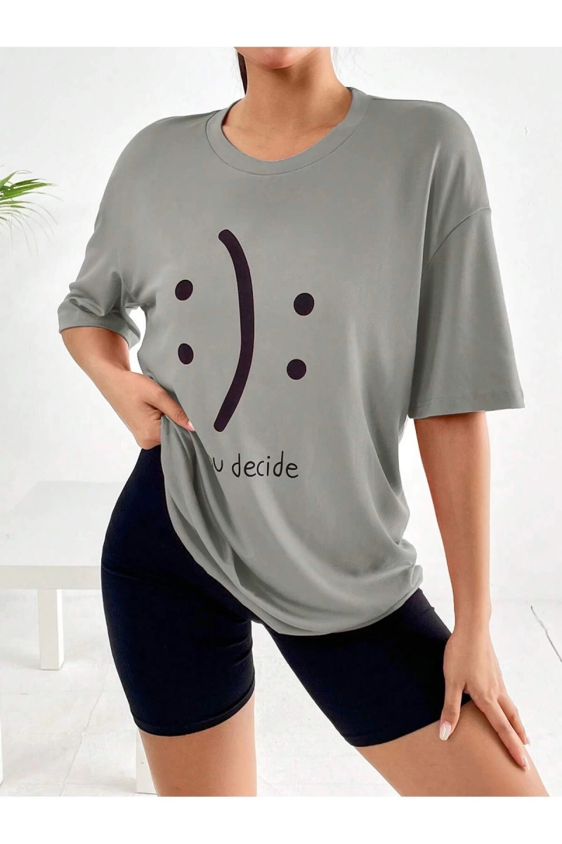 Karikatür ve Grafik tasarım Oversize T-shirt Cartoon/Letter serisi kod296