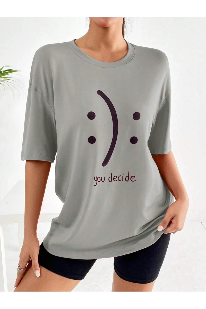 Karikatür ve Grafik tasarım Oversize T-shirt Cartoon/Letter serisi kod296