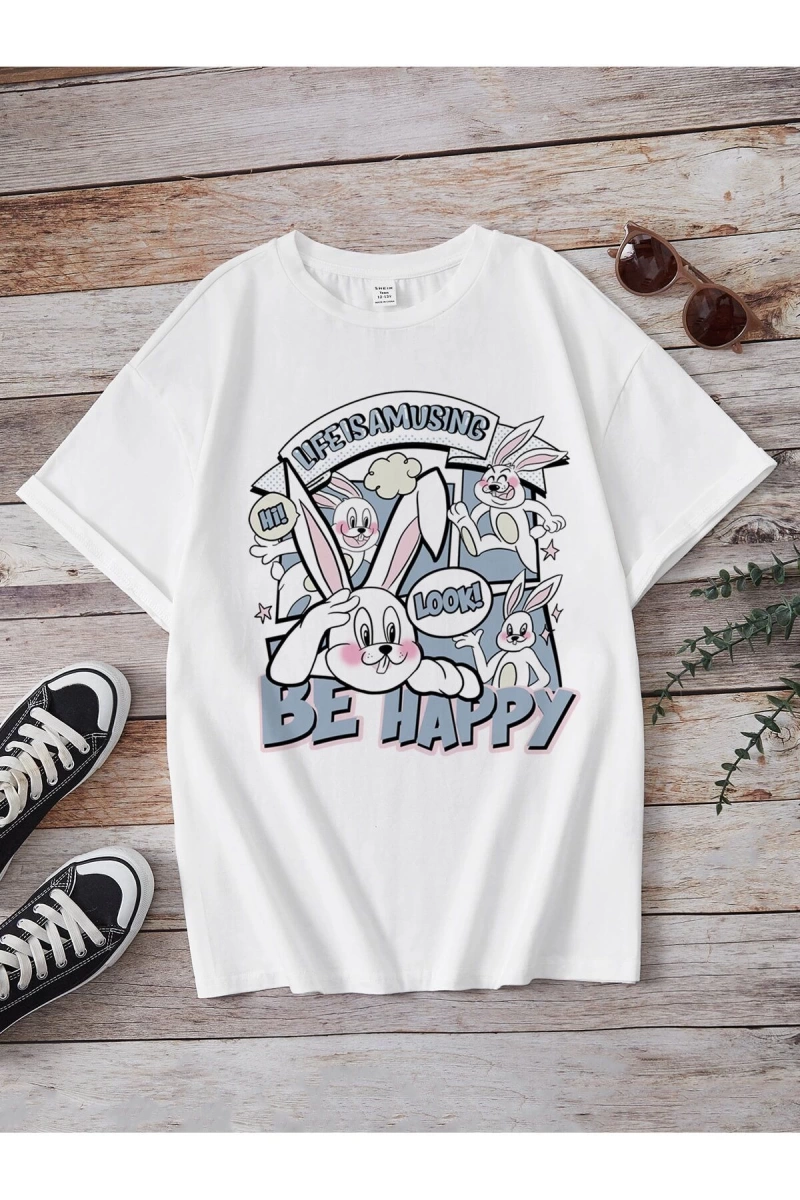 Karikatür ve Grafik tasarım Oversize T-shirt Cartoon/Letter serisi kod3