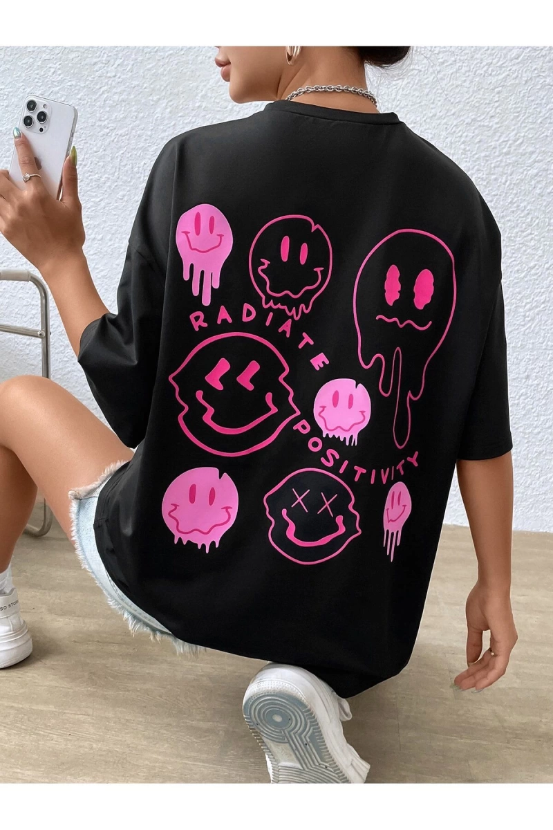 Karikatür ve Grafik tasarım Oversize T-shirt Cartoon/Letter serisi kod306