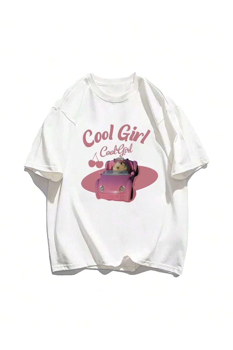 Karikatür ve Grafik tasarım Oversize T-shirt Cartoon/Letter serisi kod329