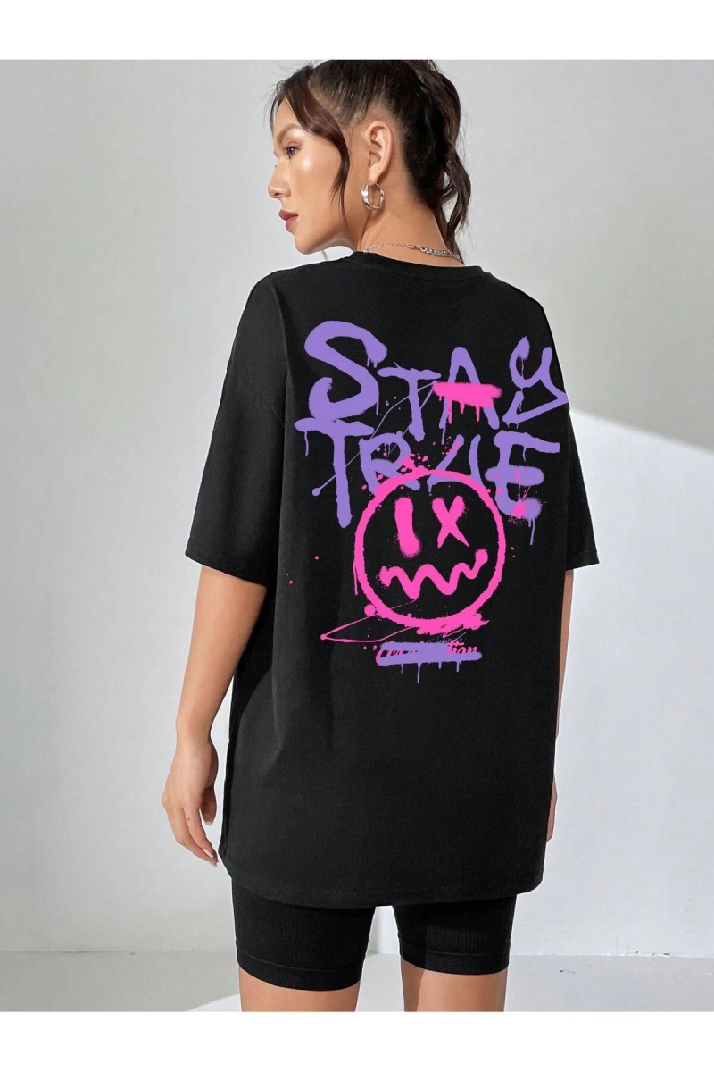 Karikatür ve Grafik tasarım Oversize T-shirt Cartoon/Letter serisi kod33