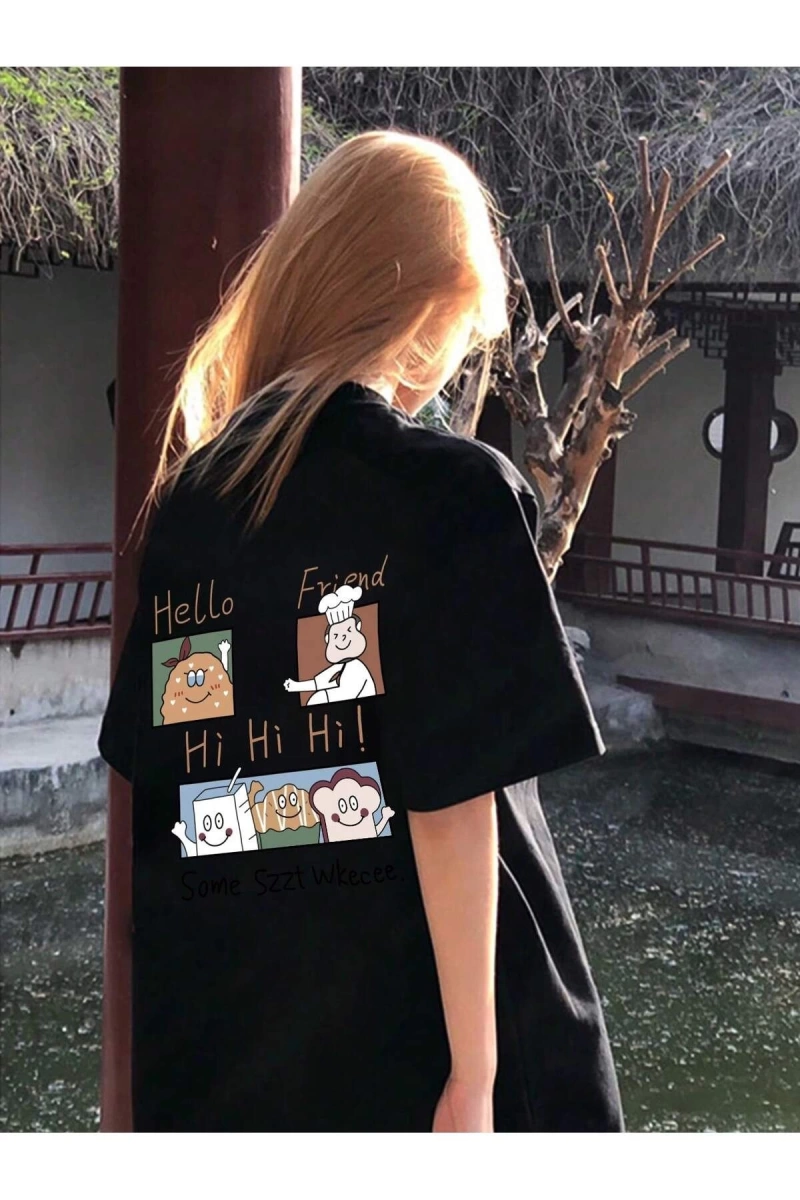 Karikatür ve Grafik tasarım Oversize T-shirt Cartoon/Letter serisi kod346