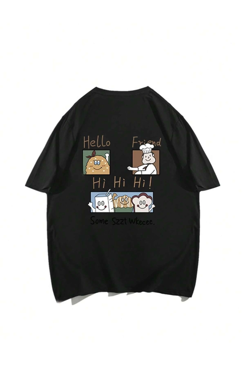 Karikatür ve Grafik tasarım Oversize T-shirt Cartoon/Letter serisi kod346
