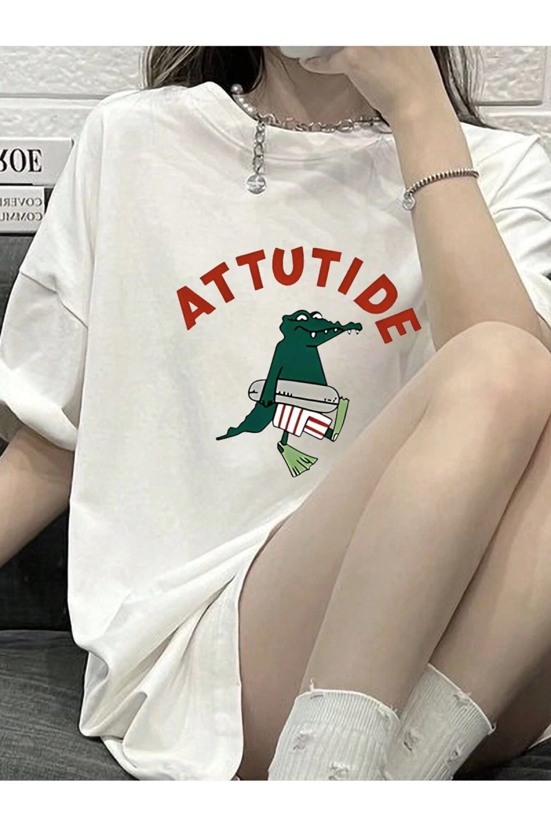 Karikatür ve Grafik tasarım Oversize T-shirt Cartoon/Letter serisi kod354
