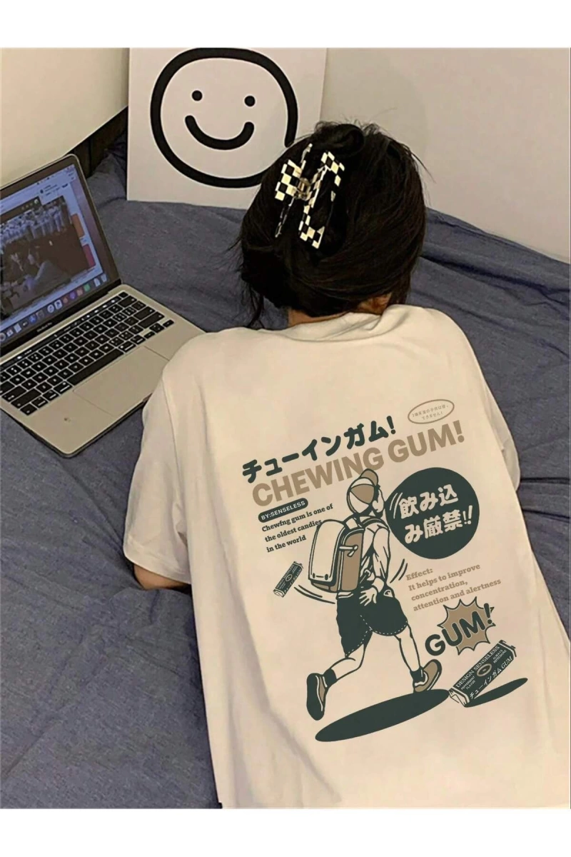 Karikatür ve Grafik tasarım Oversize T-shirt Cartoon/Letter serisi kod363