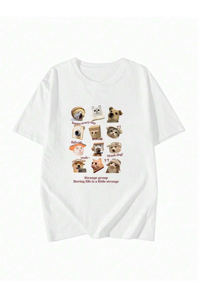 Karikatür ve Grafik tasarım Oversize T-shirt Cartoon/Letter serisi kod367