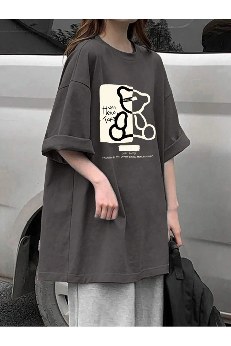 Karikatür ve Grafik tasarım Oversize T-shirt Cartoon/Letter serisi kod369