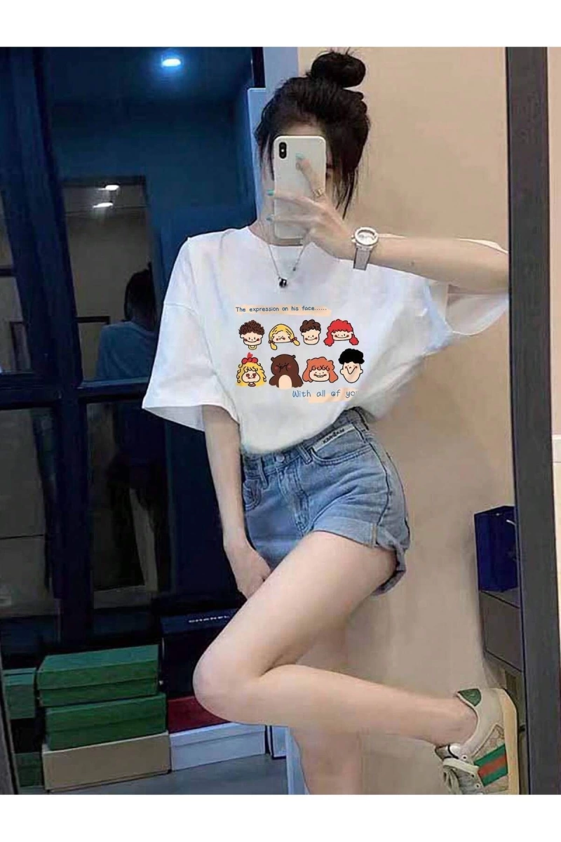 Karikatür ve Grafik tasarım Oversize T-shirt Cartoon/Letter serisi kod374
