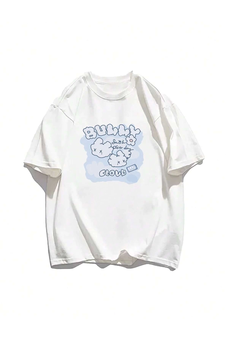 Karikatür ve Grafik tasarım Oversize T-shirt Cartoon/Letter serisi kod375