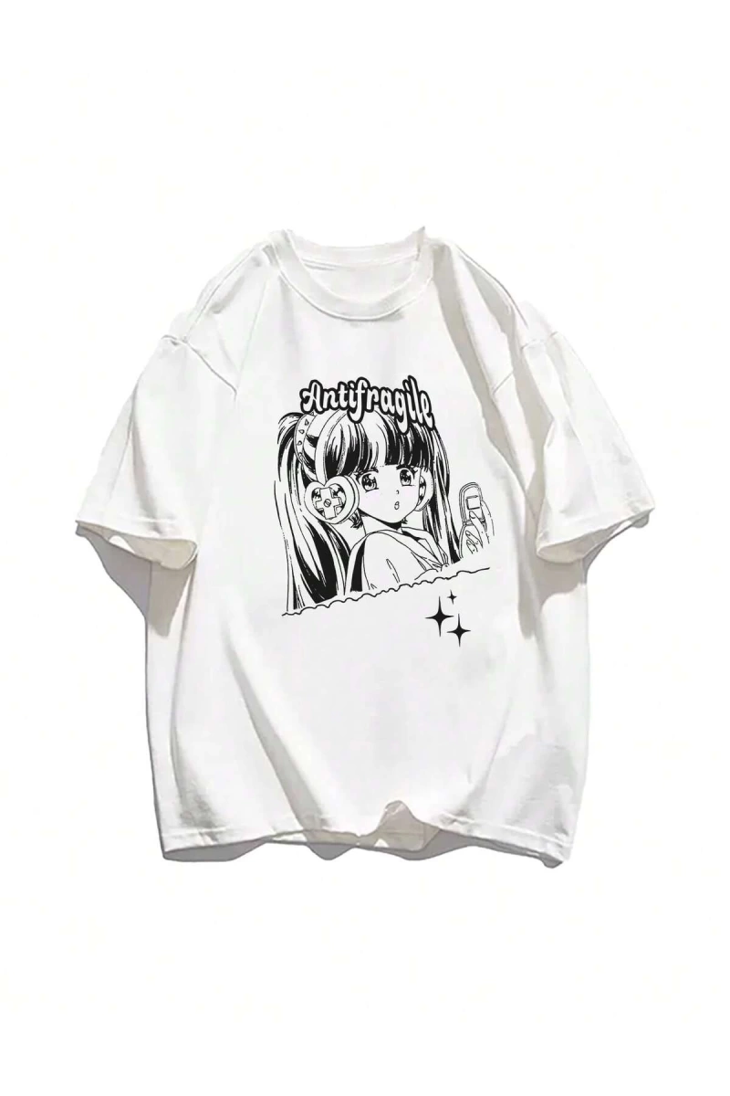 Karikatür ve Grafik tasarım Oversize T-shirt Cartoon/Letter serisi kod376