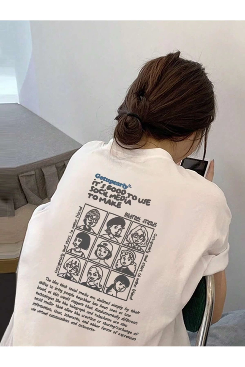 Karikatür ve Grafik tasarım Oversize T-shirt Cartoon/Letter serisi kod379