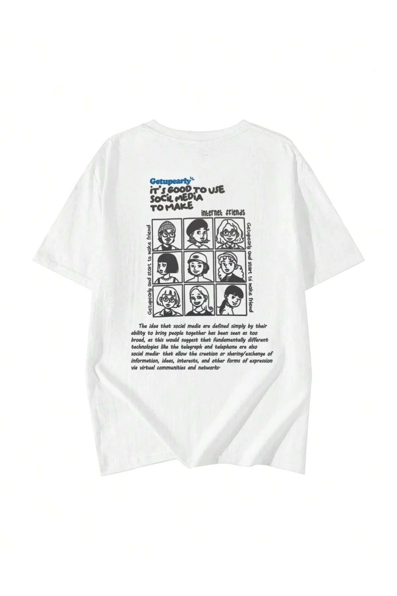 Karikatür ve Grafik tasarım Oversize T-shirt Cartoon/Letter serisi kod379