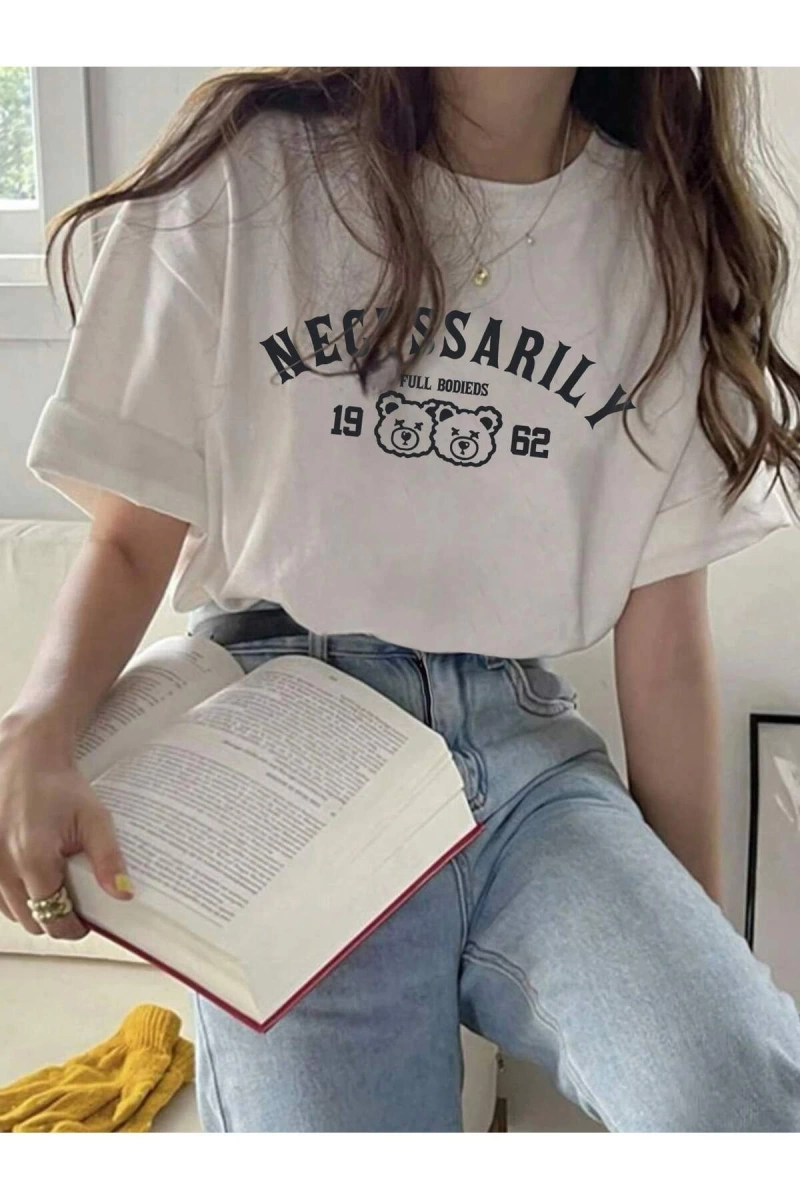 Karikatür ve Grafik tasarım Oversize T-shirt Cartoon/Letter serisi kod384