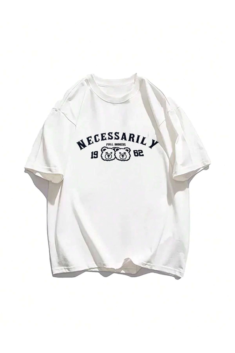 Karikatür ve Grafik tasarım Oversize T-shirt Cartoon/Letter serisi kod384