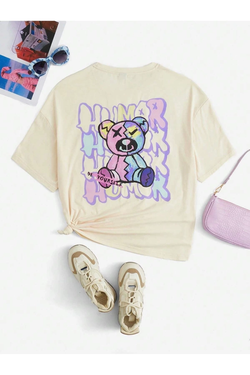 Karikatür ve Grafik tasarım Oversize T-shirt Cartoon/Letter serisi kod389