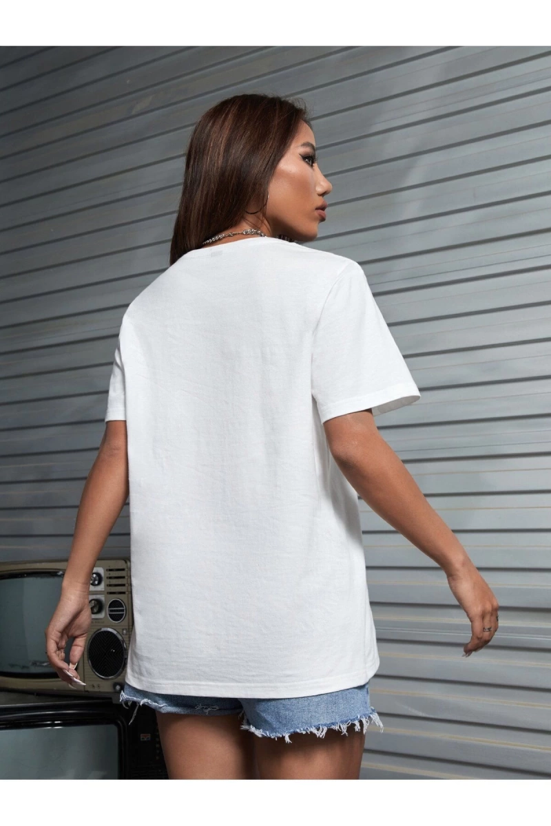 Karikatür ve Grafik tasarım Oversize T-shirt Cartoon/Letter serisi kod392