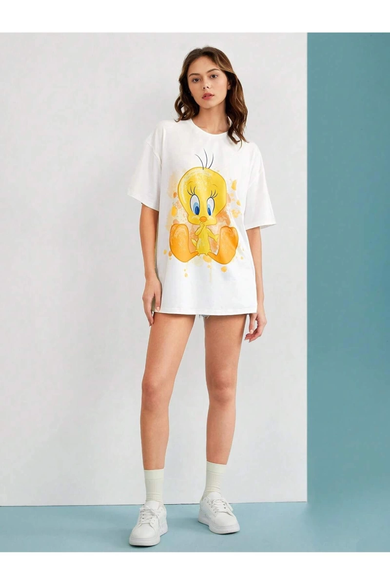 Karikatür ve Grafik tasarım Oversize T-shirt Cartoon/Letter serisi kod393