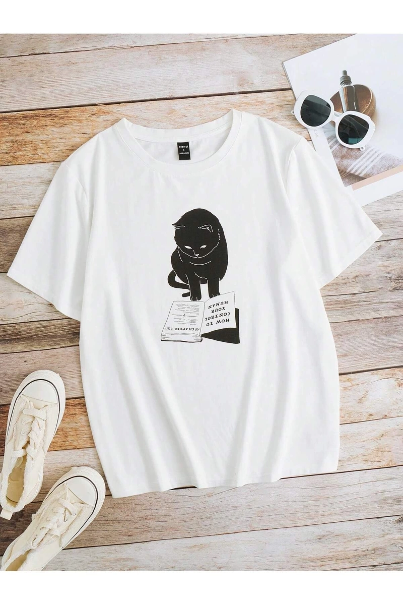 Karikatür ve Grafik tasarım Oversize T-shirt Cartoon/Letter serisi kod401