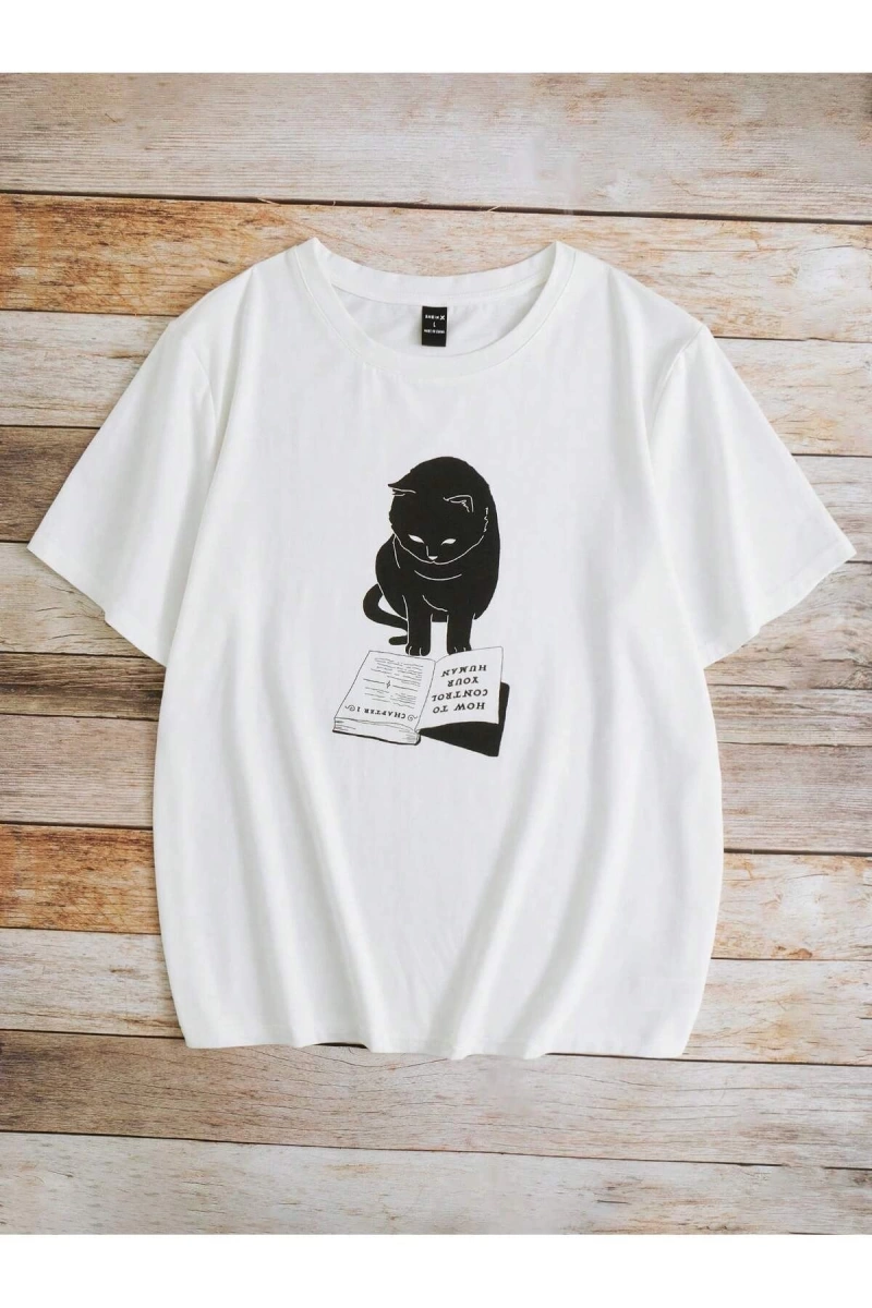 Karikatür ve Grafik tasarım Oversize T-shirt Cartoon/Letter serisi kod401