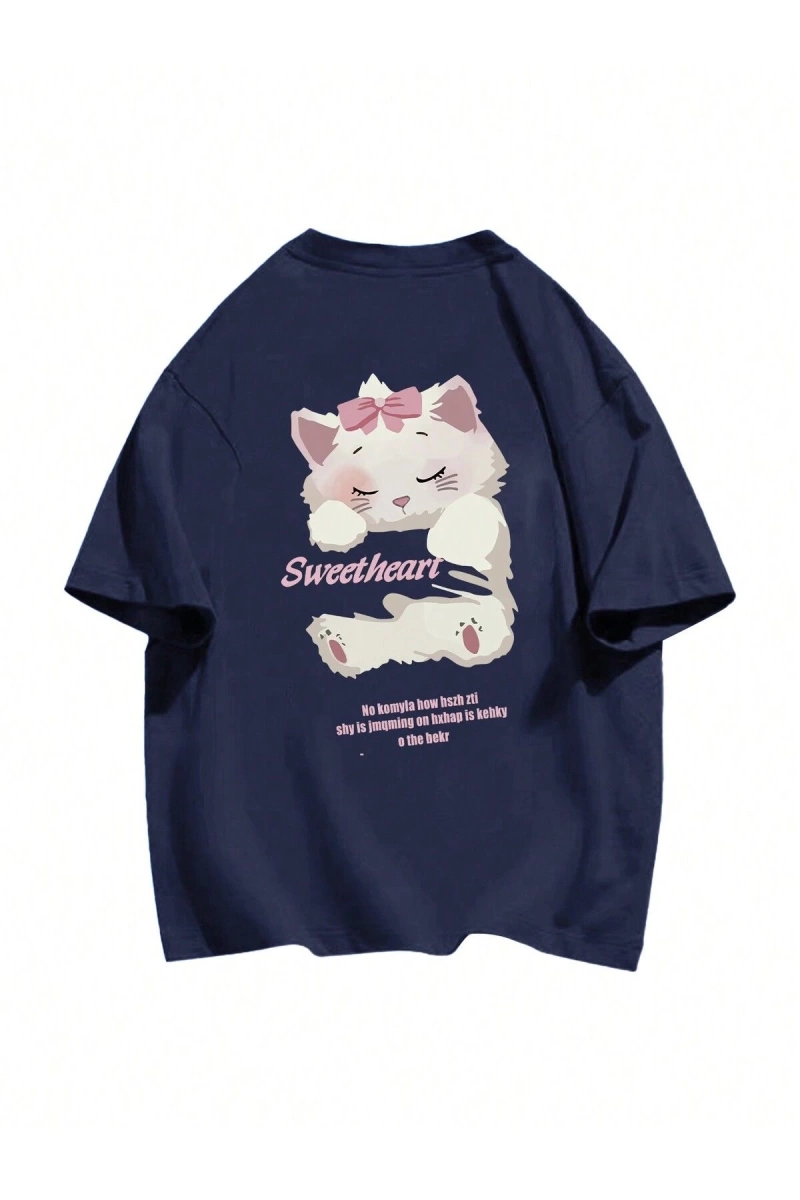 Karikatür ve Grafik tasarım Oversize T-shirt Cartoon/Letter serisi kod410