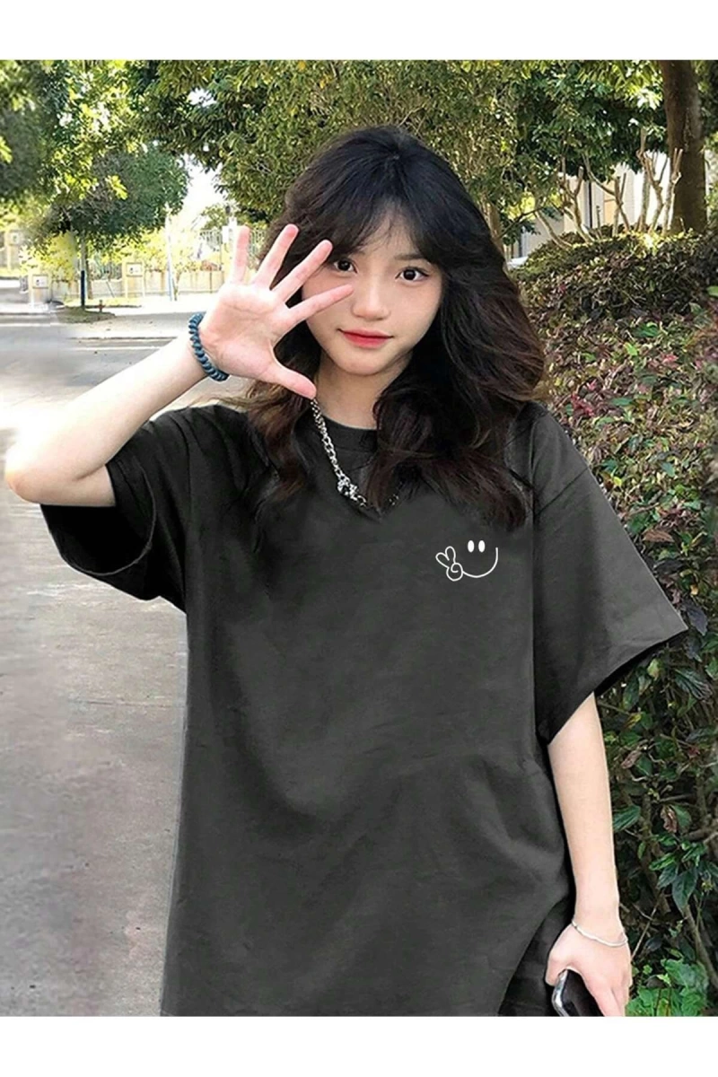 Karikatür ve Grafik tasarım Oversize T-shirt Cartoon/Letter serisi kod424