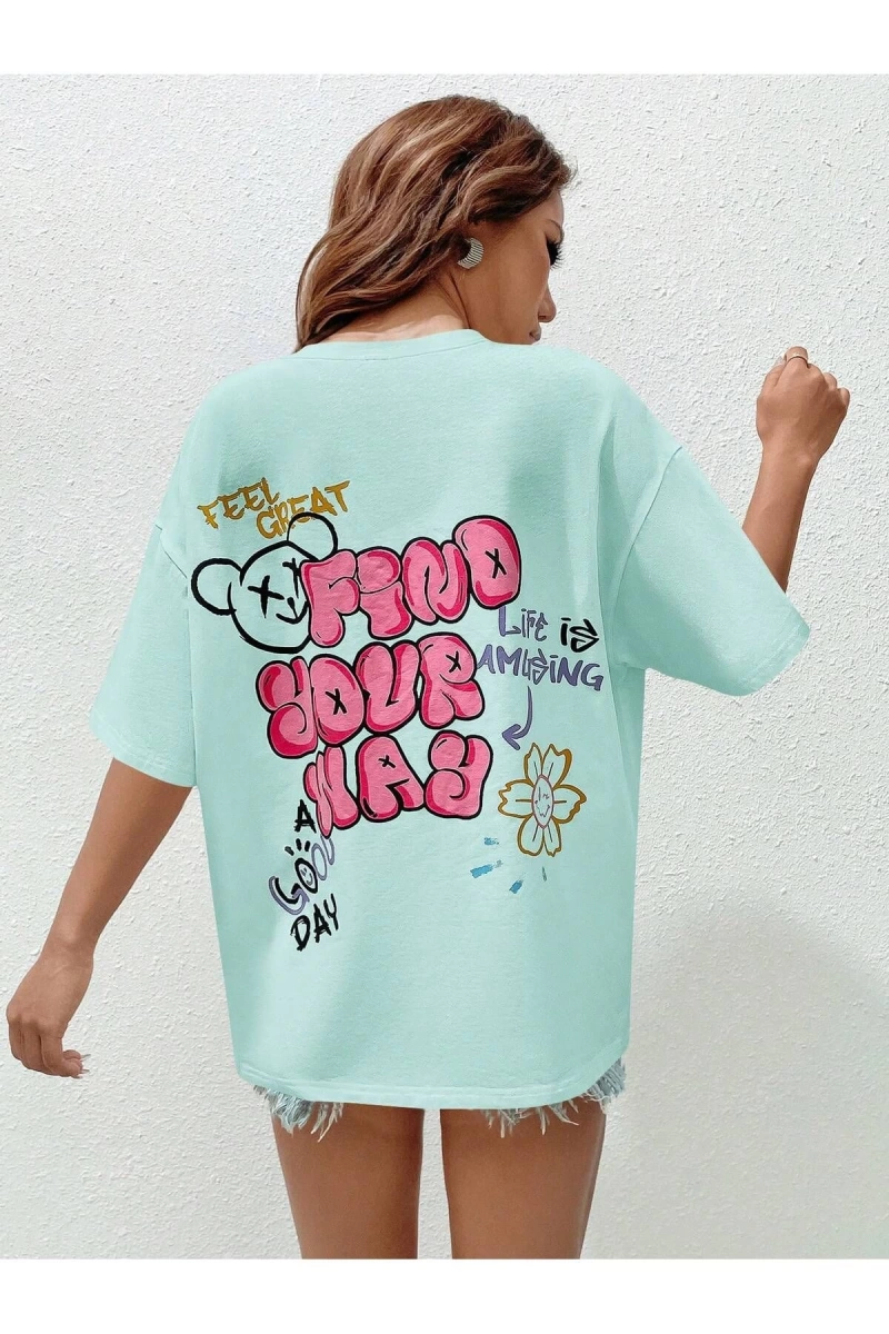 Karikatür ve Grafik tasarım Oversize T-shirt Cartoon/Letter serisi kod439