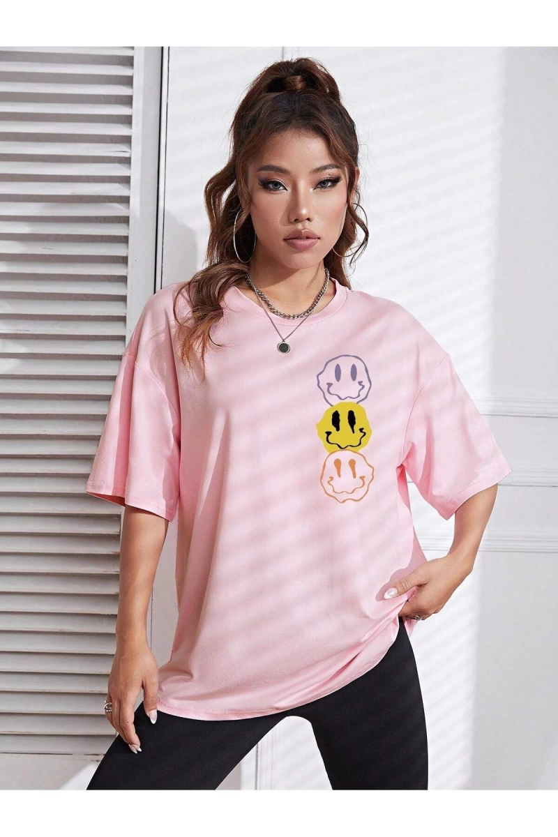 Karikatür ve Grafik tasarım Oversize T-shirt Cartoon/Letter serisi kod44