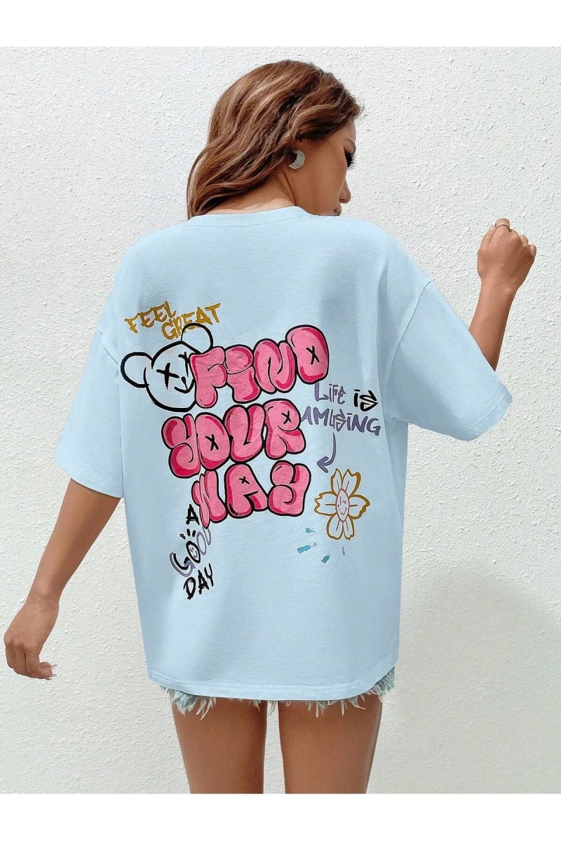 Karikatür ve Grafik tasarım Oversize T-shirt Cartoon/Letter serisi kod441