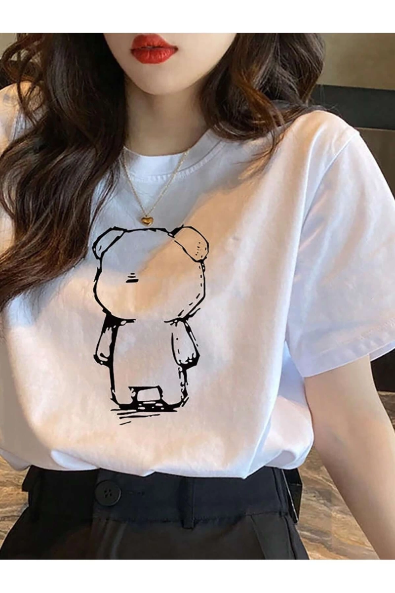Karikatür ve Grafik tasarım Oversize T-shirt Cartoon/Letter serisi kod443