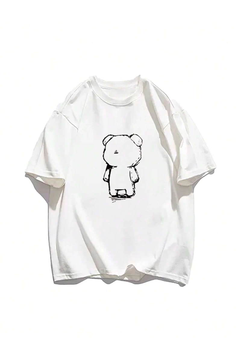 Karikatür ve Grafik tasarım Oversize T-shirt Cartoon/Letter serisi kod443