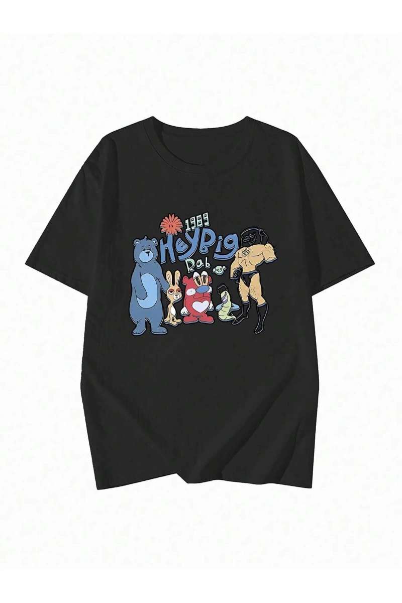 Karikatür ve Grafik tasarım Oversize T-shirt Cartoon/Letter serisi kod458