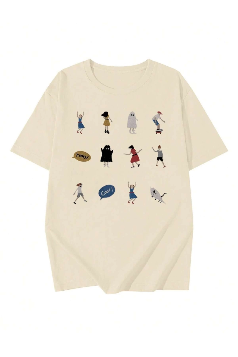 Karikatür ve Grafik tasarım Oversize T-shirt Cartoon/Letter serisi kod468
