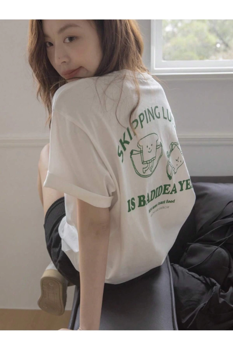 Karikatür ve Grafik tasarım Oversize T-shirt Cartoon/Letter serisi kod473