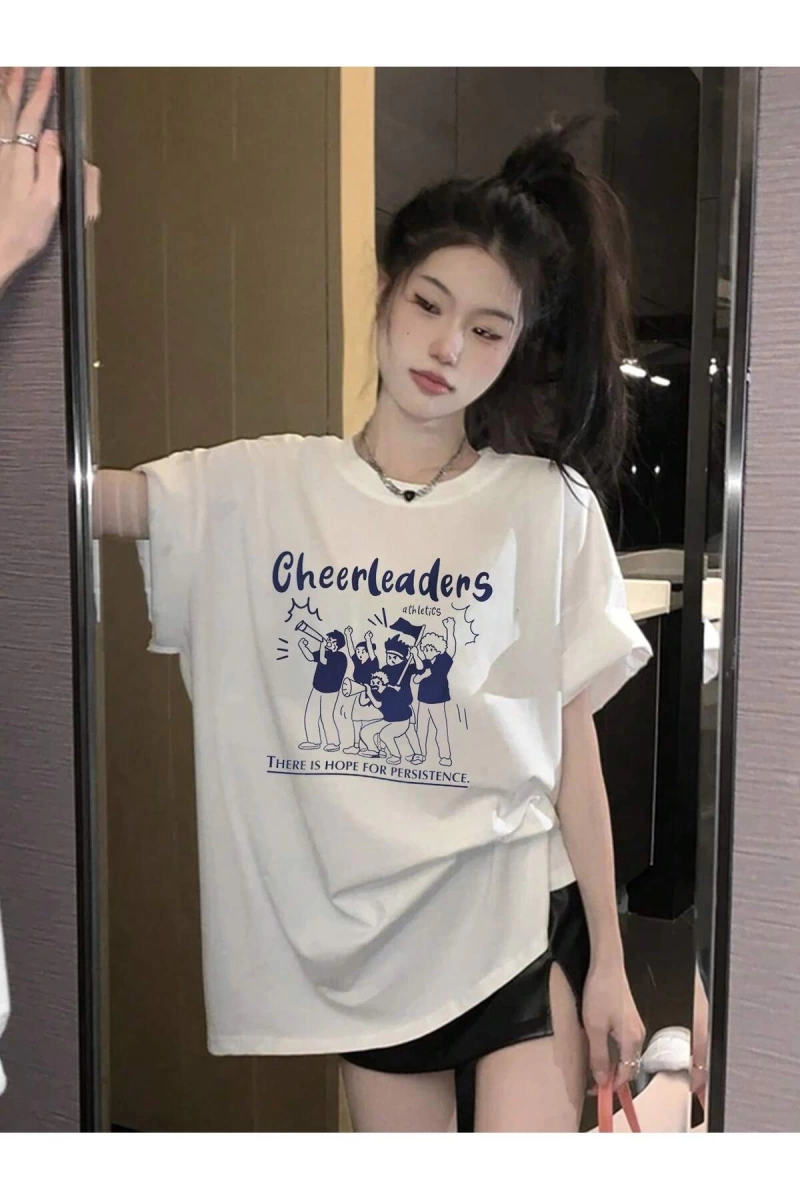 Karikatür ve Grafik tasarım Oversize T-shirt Cartoon/Letter serisi kod478