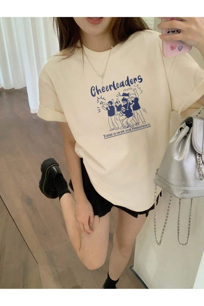Karikatür ve Grafik tasarım Oversize T-shirt Cartoon/Letter serisi kod481