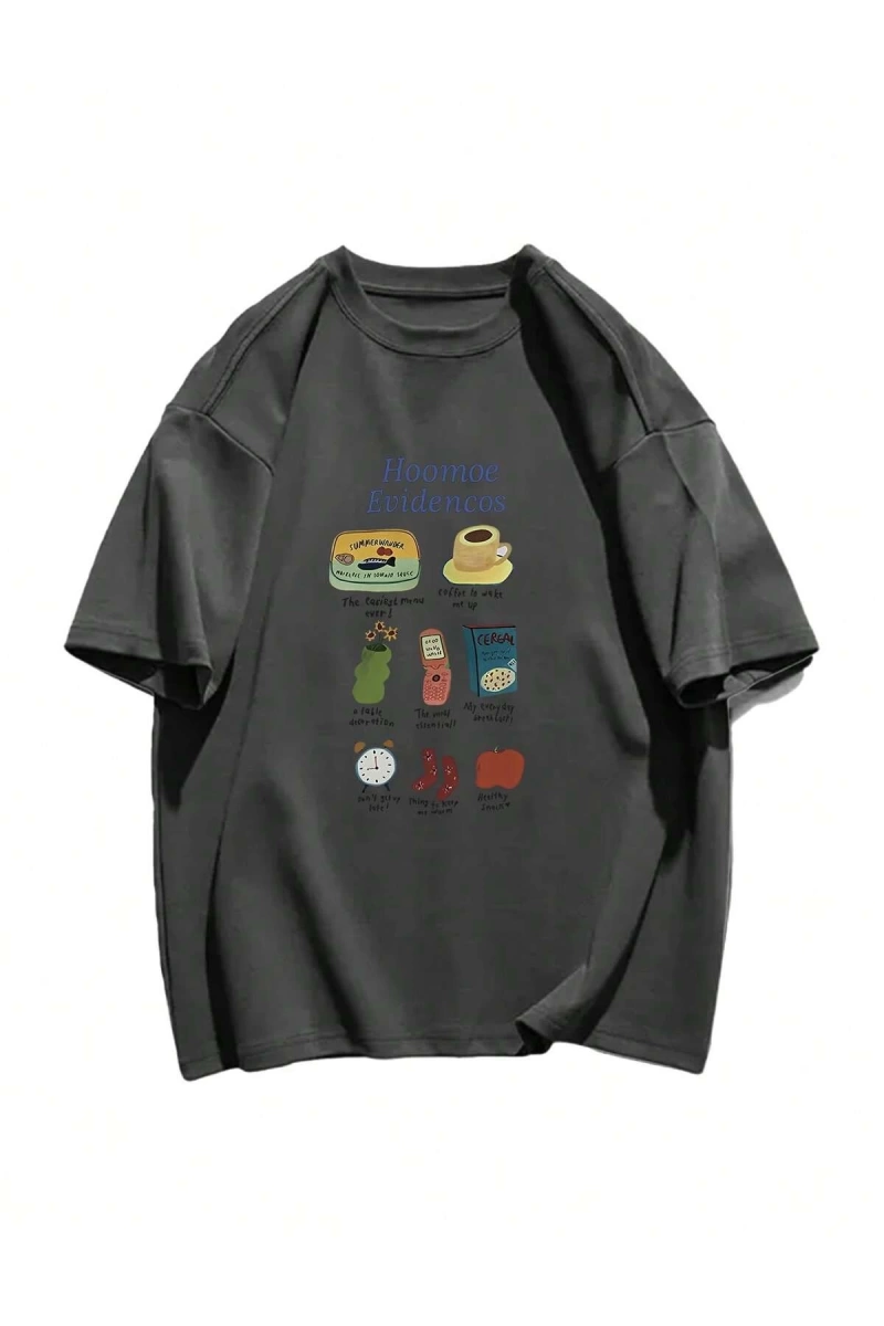 Karikatür ve Grafik tasarım Oversize T-shirt Cartoon/Letter serisi kod483