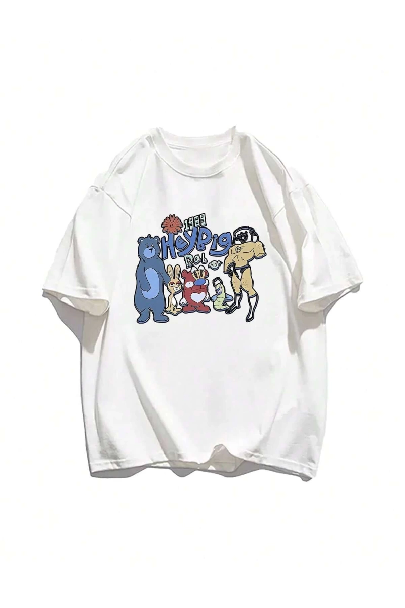 Karikatür ve Grafik tasarım Oversize T-shirt Cartoon/Letter serisi kod486
