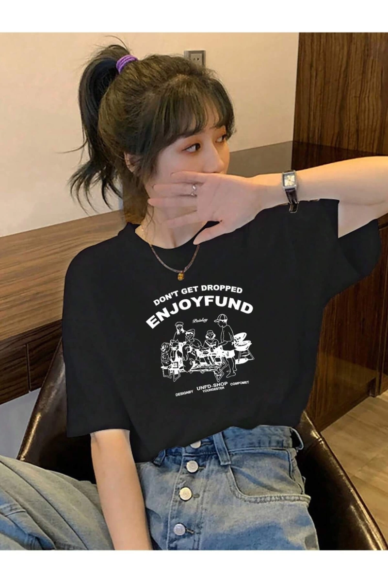 Karikatür ve Grafik tasarım Oversize T-shirt Cartoon/Letter serisi kod488