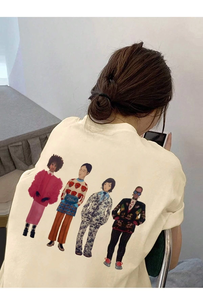 Karikatür ve Grafik tasarım Oversize T-shirt Cartoon/Letter serisi kod502