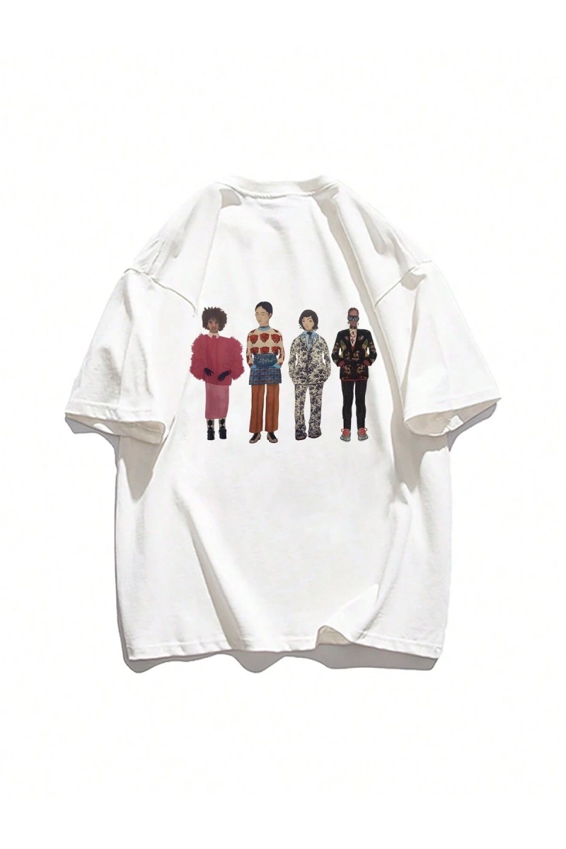 Karikatür ve Grafik tasarım Oversize T-shirt Cartoon/Letter serisi kod502