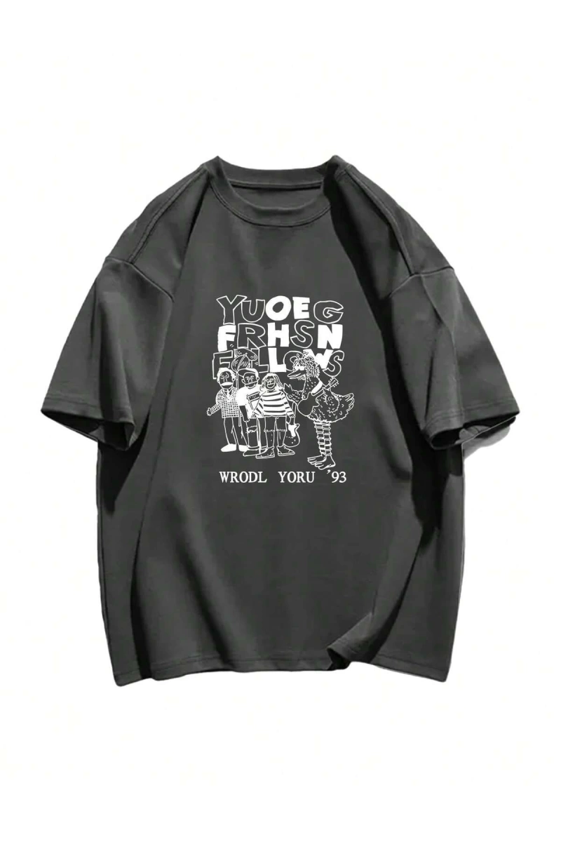 Karikatür ve Grafik tasarım Oversize T-shirt Cartoon/Letter serisi kod511