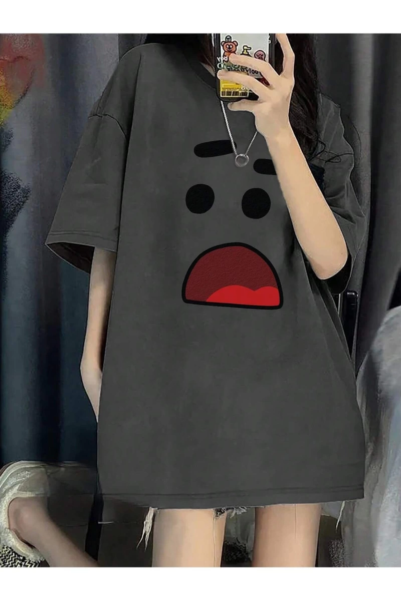 Karikatür ve Grafik tasarım Oversize T-shirt Cartoon/Letter serisi kod520