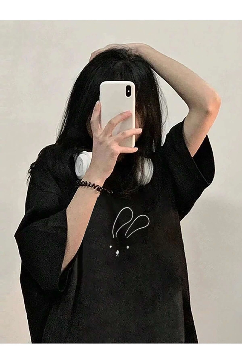 Karikatür ve Grafik tasarım Oversize T-shirt Cartoon/Letter serisi kod525