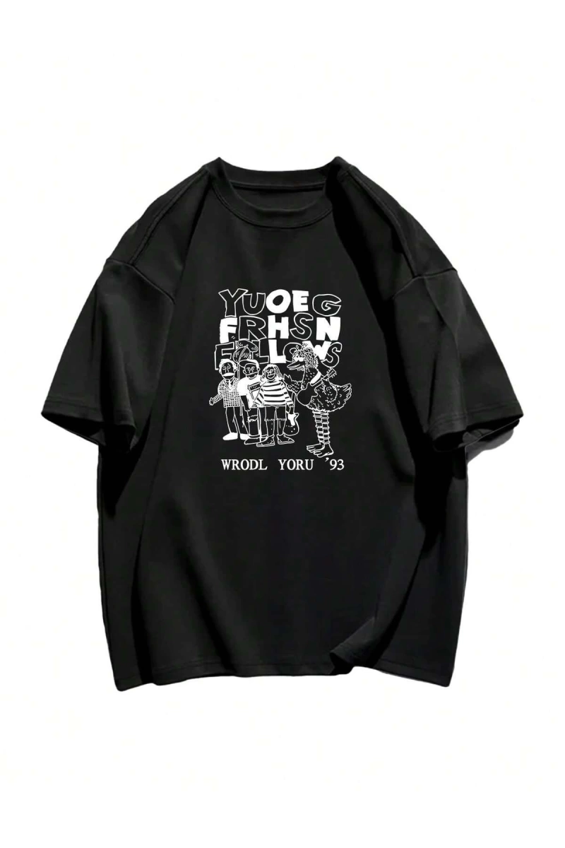 Karikatür ve Grafik tasarım Oversize T-shirt Cartoon/Letter serisi kod526