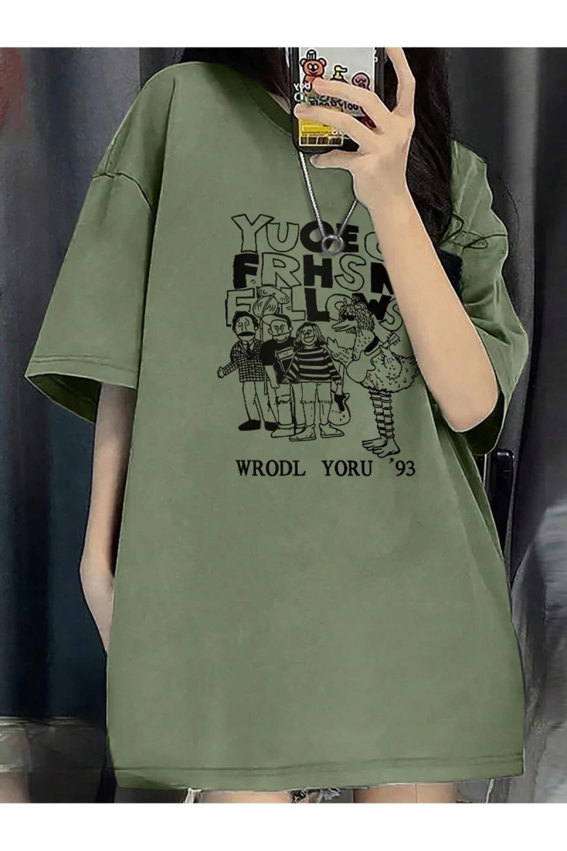 Karikatür ve Grafik tasarım Oversize T-shirt Cartoon/Letter serisi kod528