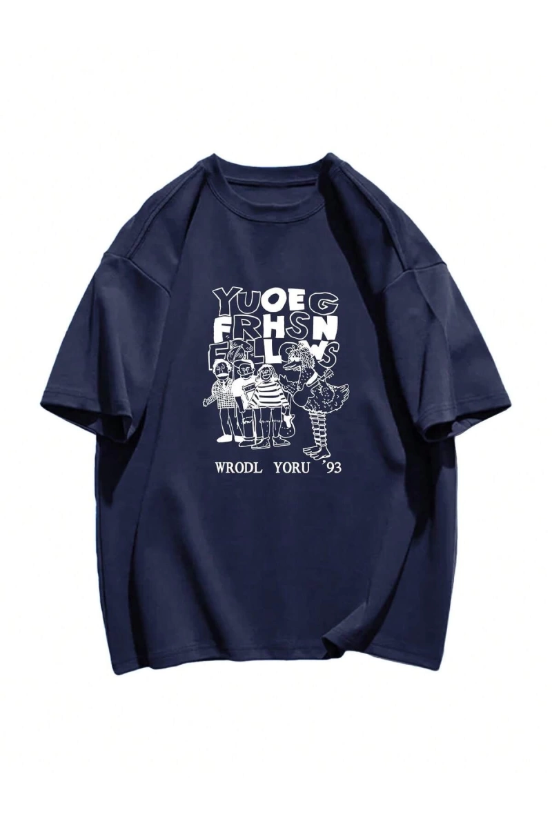 Karikatür ve Grafik tasarım Oversize T-shirt Cartoon/Letter serisi kod531