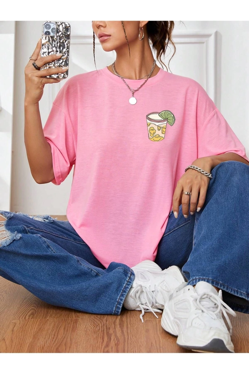 Karikatür ve Grafik tasarım Oversize T-shirt Cartoon/Letter serisi kod546