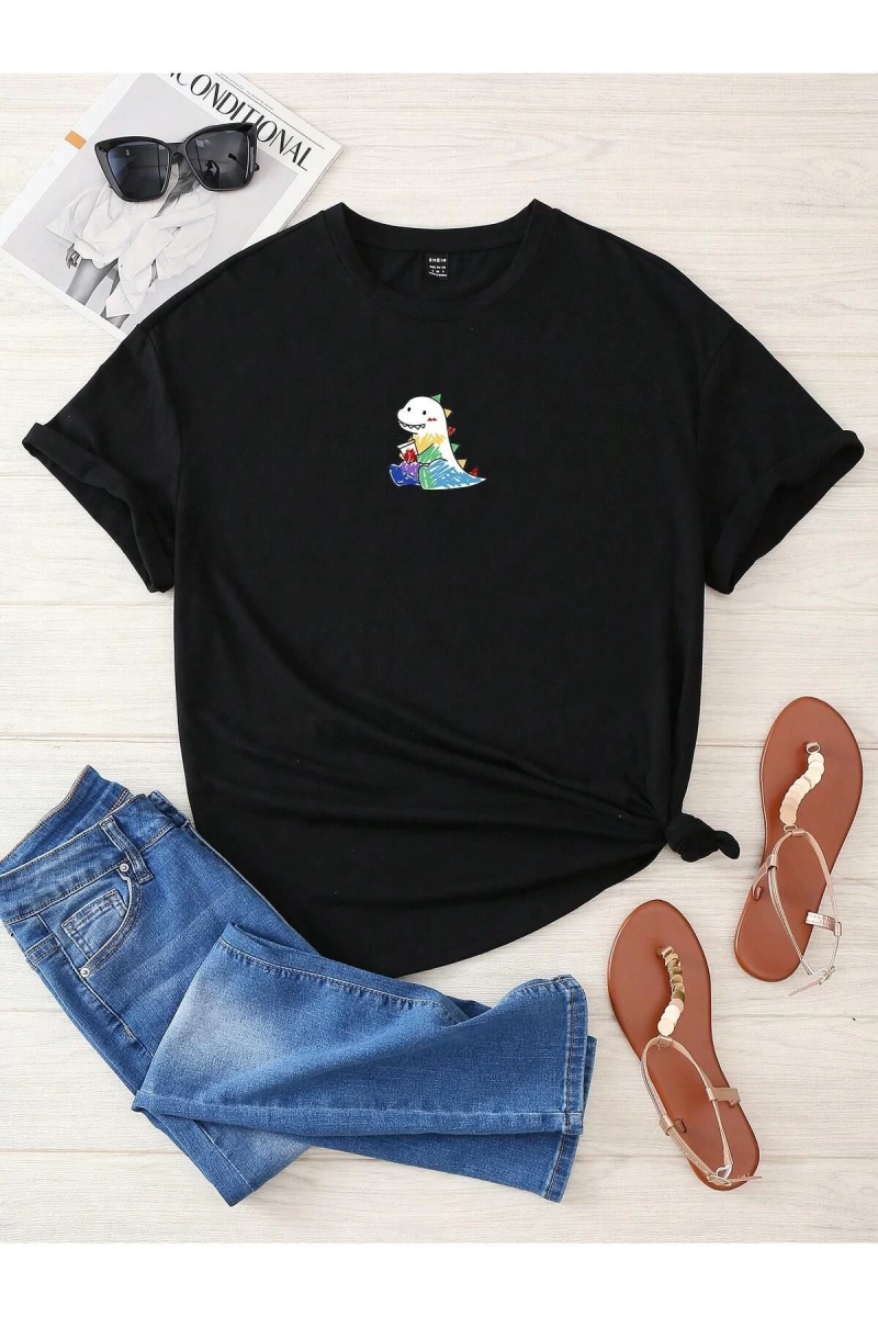 Karikatür ve Grafik tasarım Oversize T-shirt Cartoon/Letter serisi kod549